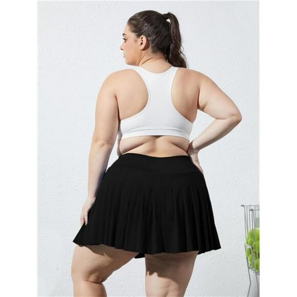 Plus Size Pleated Tennis Skirt High Waist Athletic Golf Skirt with Shorts - Picture 5 of 7
